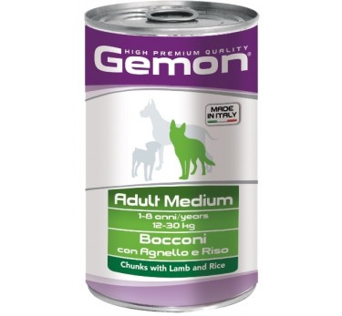 Gemon Dog Medium консервы для собак средних пород кусочки ягненка с рисом 1250г